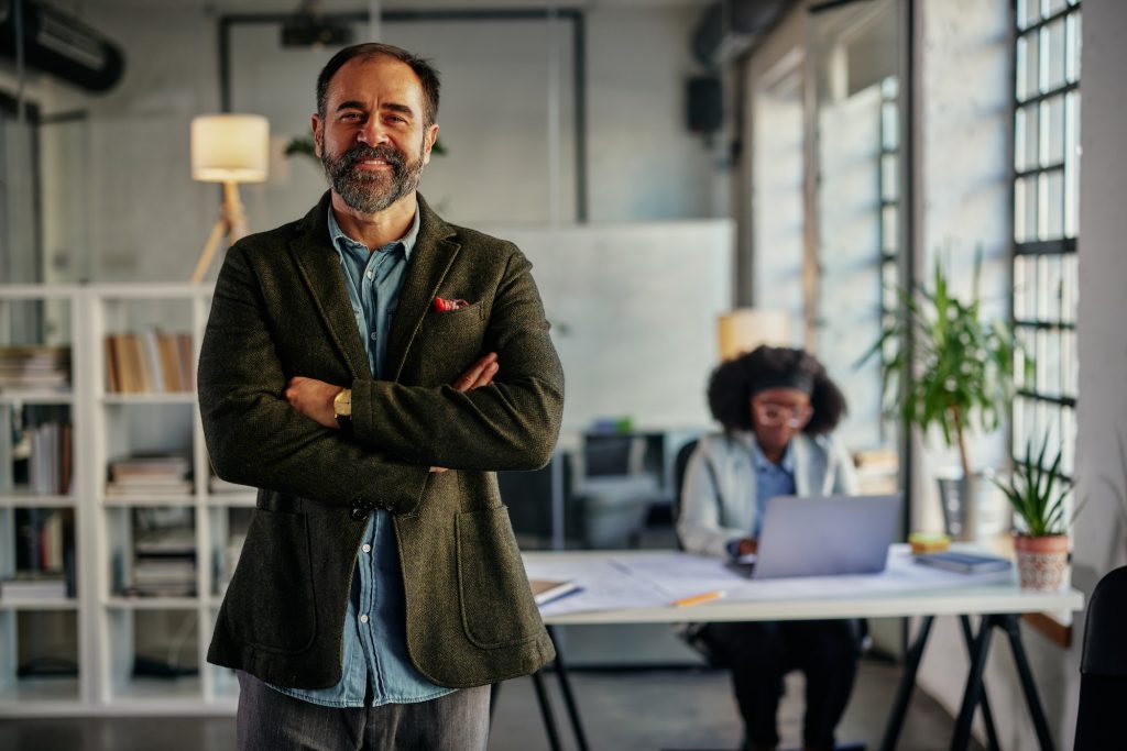 Portrait of businessman in business environment